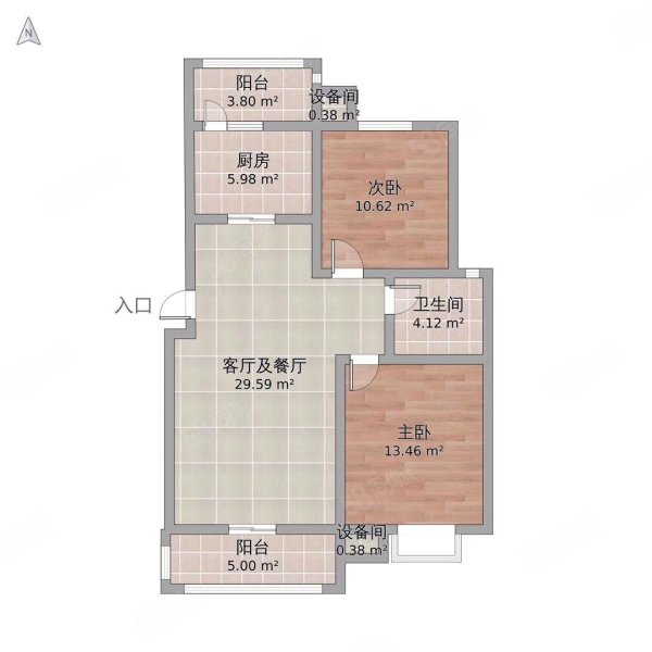 滨河首府3室2厅2卫108㎡南北74万