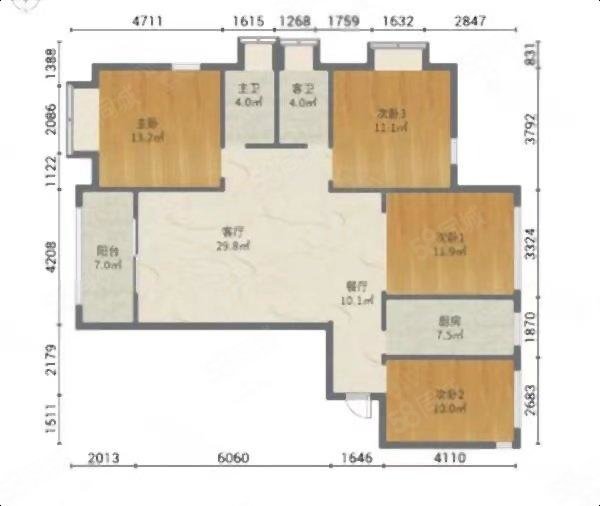 泰禾福州院子4室2厅2卫125.98㎡南北175万