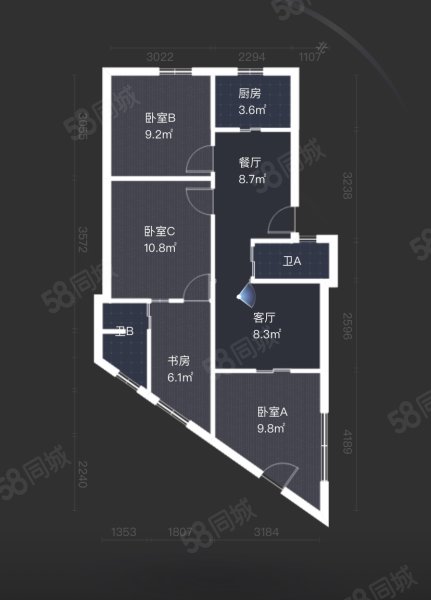 教育局宿舍3室2厅2卫58.5㎡南北650万