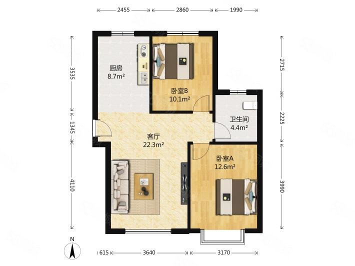 新疆轴承厂家属区2室2厅1卫68㎡南北53.8万