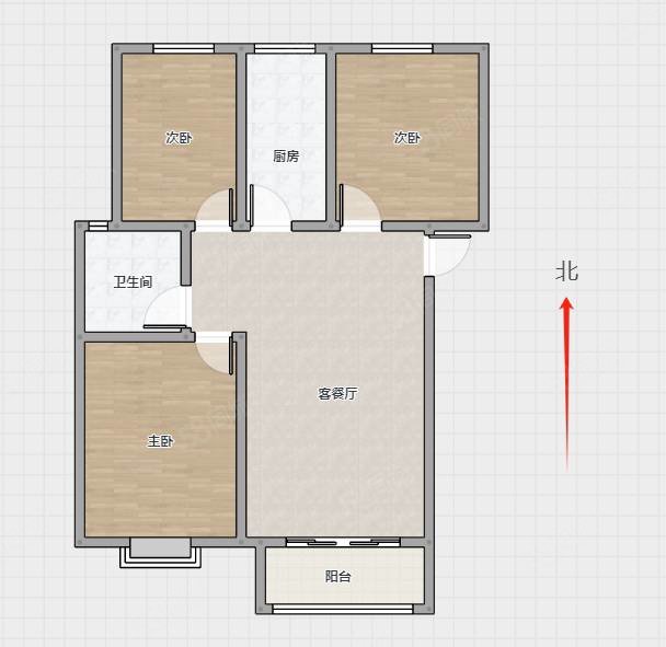 凯旋城东区3室2厅1卫122.04㎡南北95万