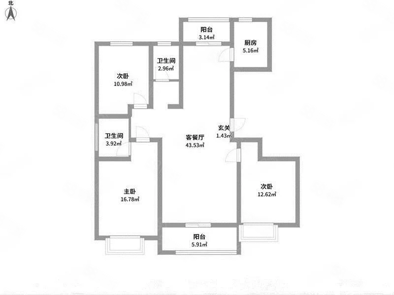 牧野花园3室2厅2卫131㎡南95万