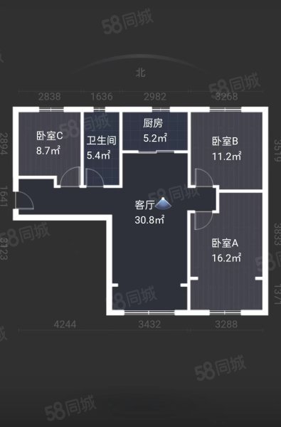 东湾天福苑3室2厅1卫102㎡南65万