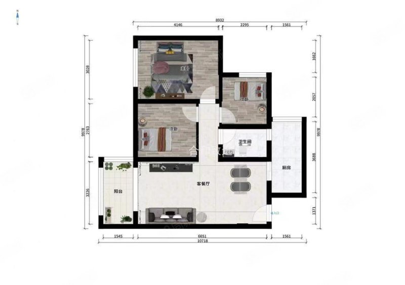 天立香缇华府3室2厅1卫79㎡南102万