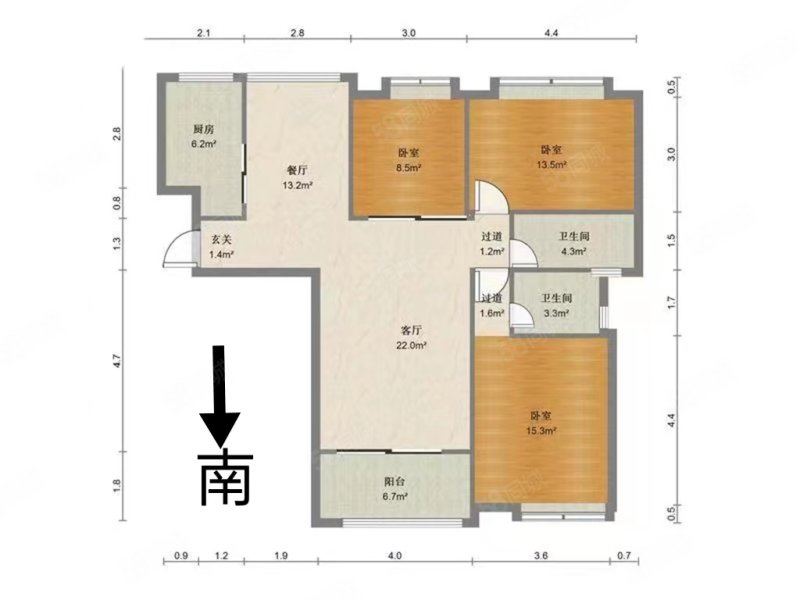 路福鸿馨园3室2厅2卫125.25㎡南390万