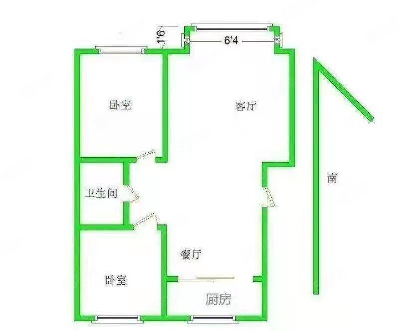 远鹏桃花岛2室2厅1卫88㎡南北96万