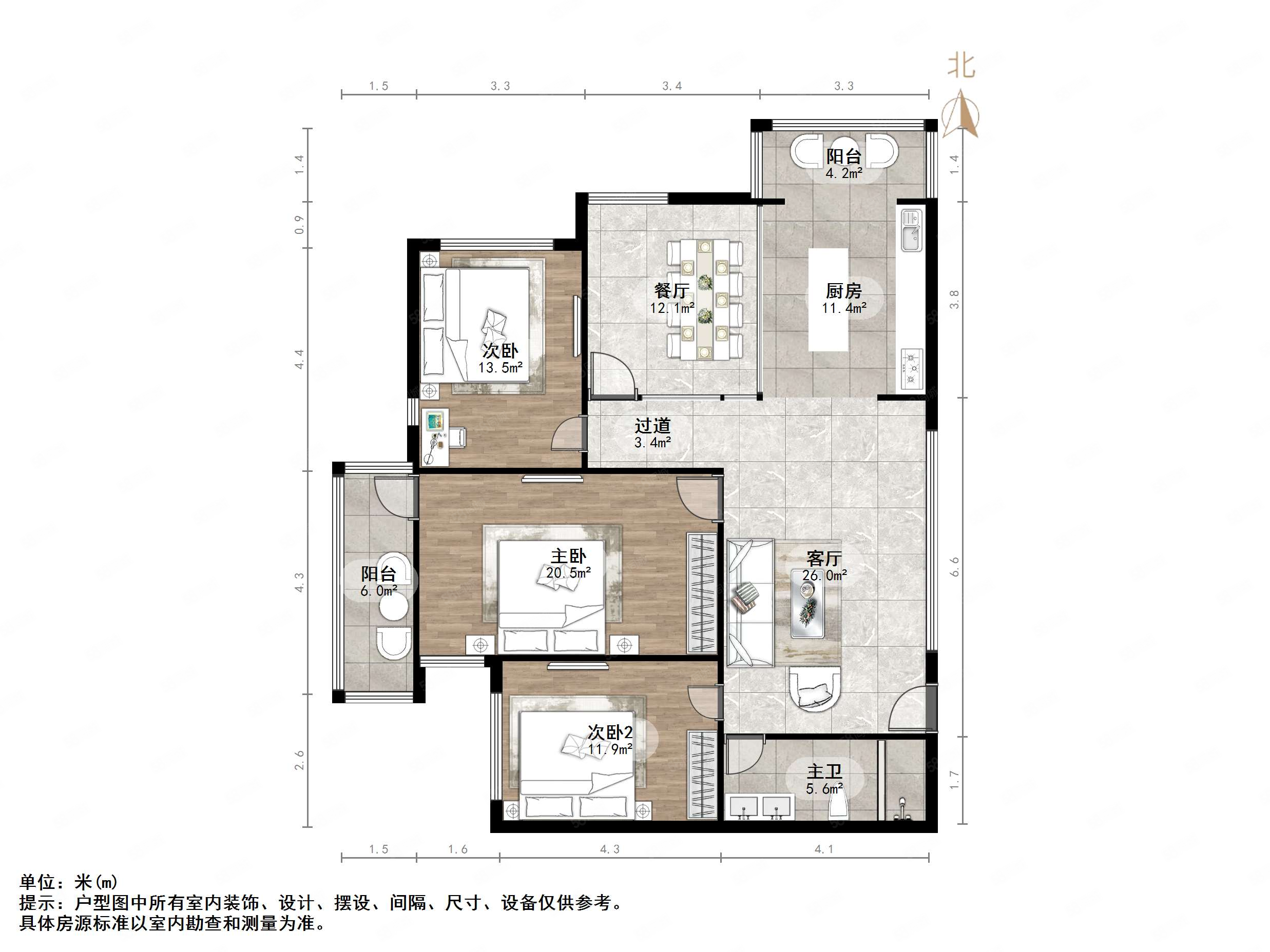 名人时代大厦3室2厅1卫165.05㎡西120万