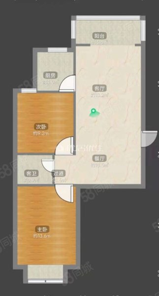 圣园平伟2室2厅1卫74.99㎡南北44.8万