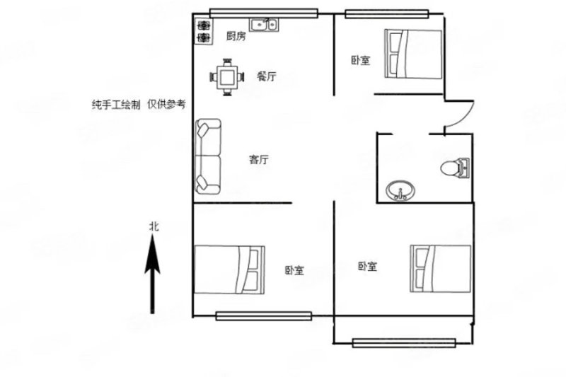 晨钟花园3室2厅1卫93㎡南北30万