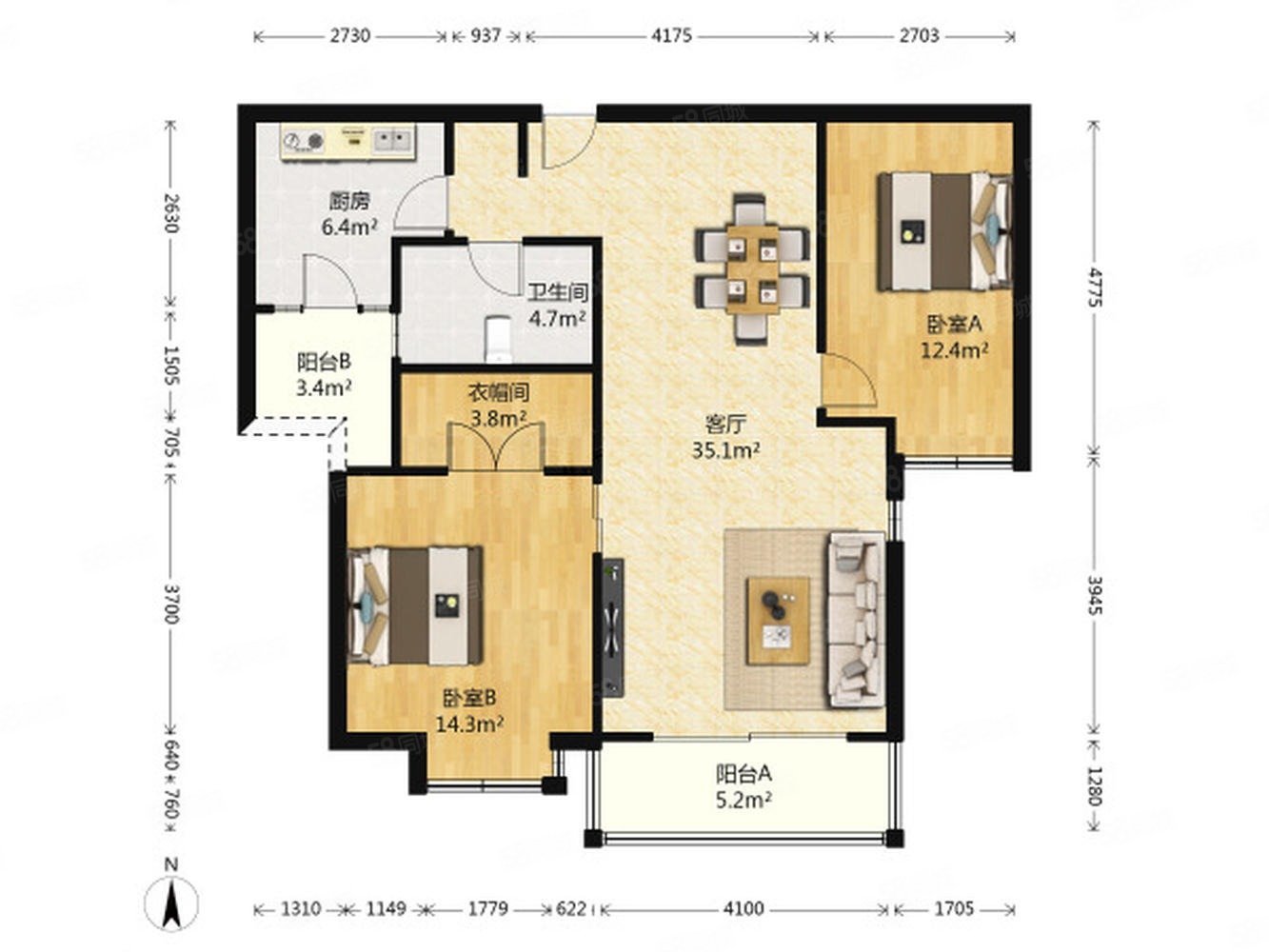 全南户型!地铁沿线!高区采光 !看房方便,上海滩花园-上海58同城