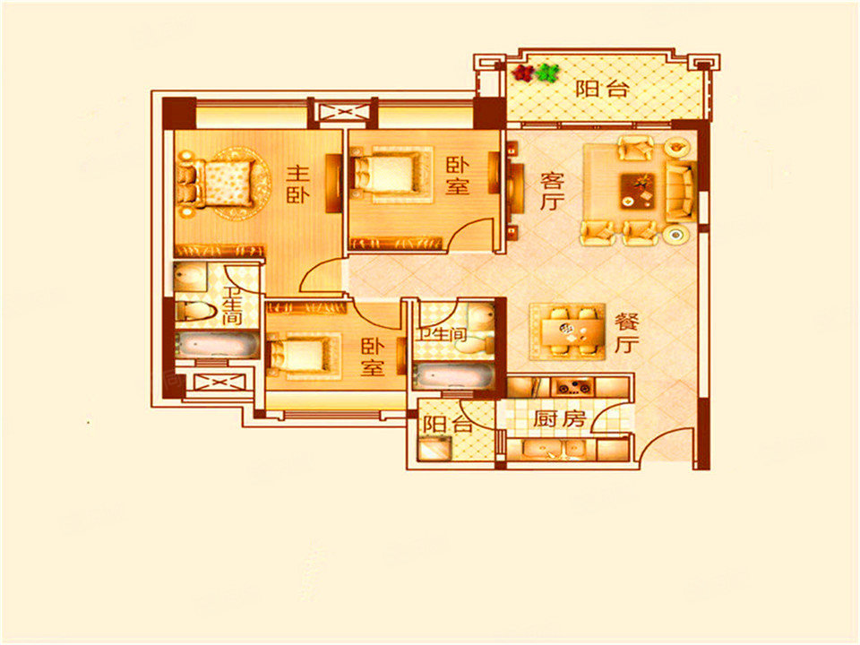 景福花园3室2厅2卫96.16㎡东南52万