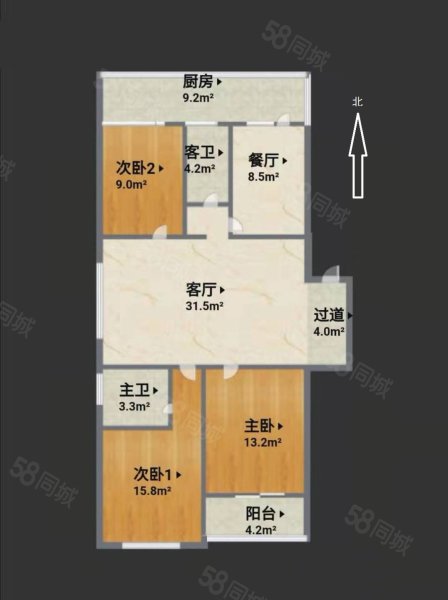 省外贸纺织宿舍(友谊北大街)3室1厅2卫120.19㎡南北180万