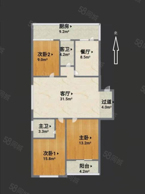 省外贸纺织宿舍(友谊北大街)3室1厅2卫120.19㎡南北180万