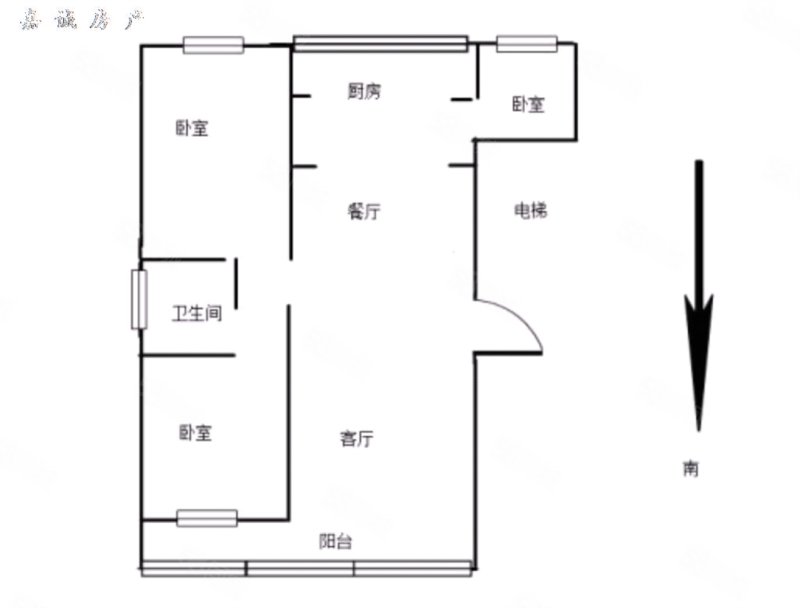 亿豪城中名邸3室2厅1卫122㎡南北77万