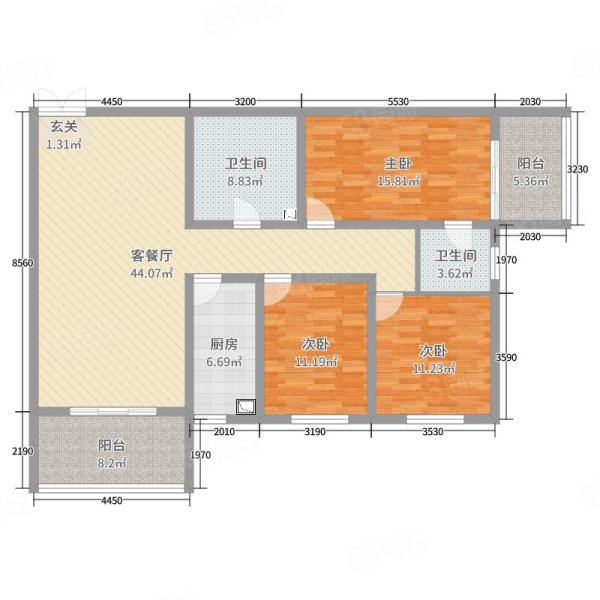 桃园居3室2厅2卫136㎡南北46万