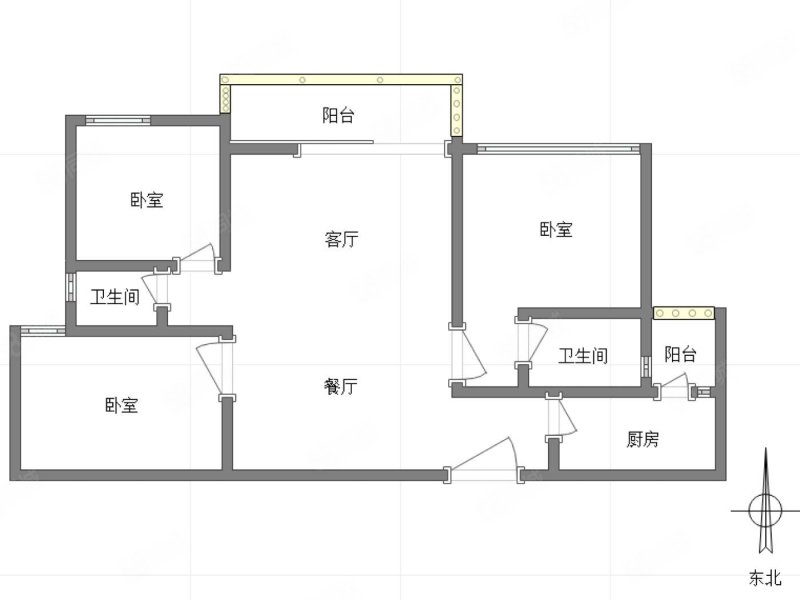 龙湖两江新宸森屿3室2厅2卫109.48㎡东北173万