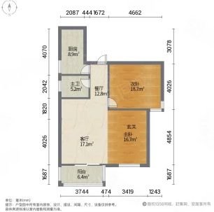 凯旋花园2室2厅1卫82.36㎡南北62万