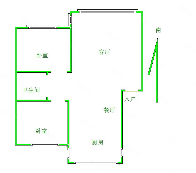 兴隆家园2室2厅1卫90㎡南北51万