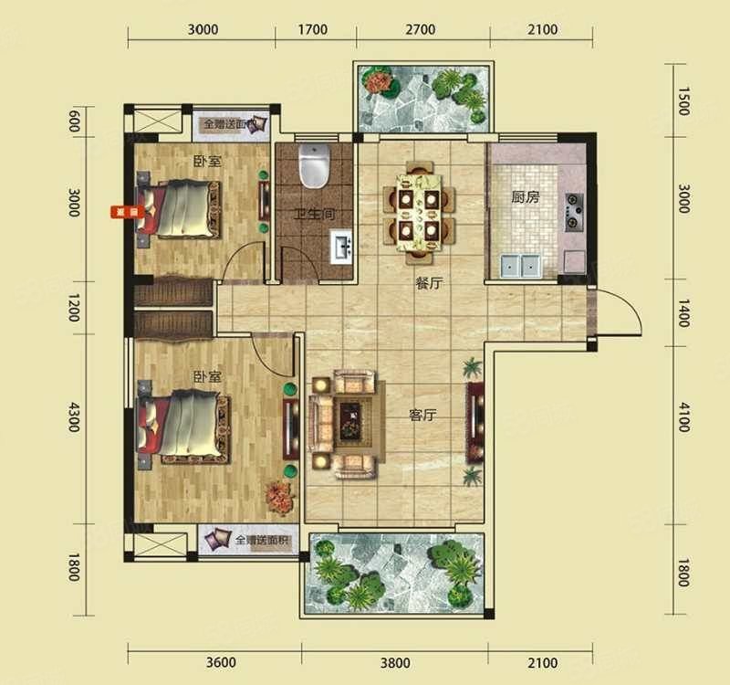 锦绣家园2室2厅1卫113㎡南北35.8万