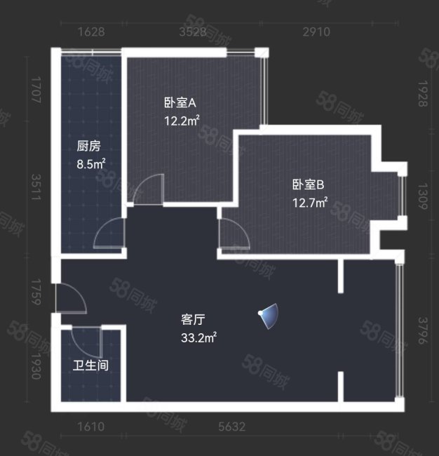 花果新居二期2室2厅1卫89.83㎡南北100万