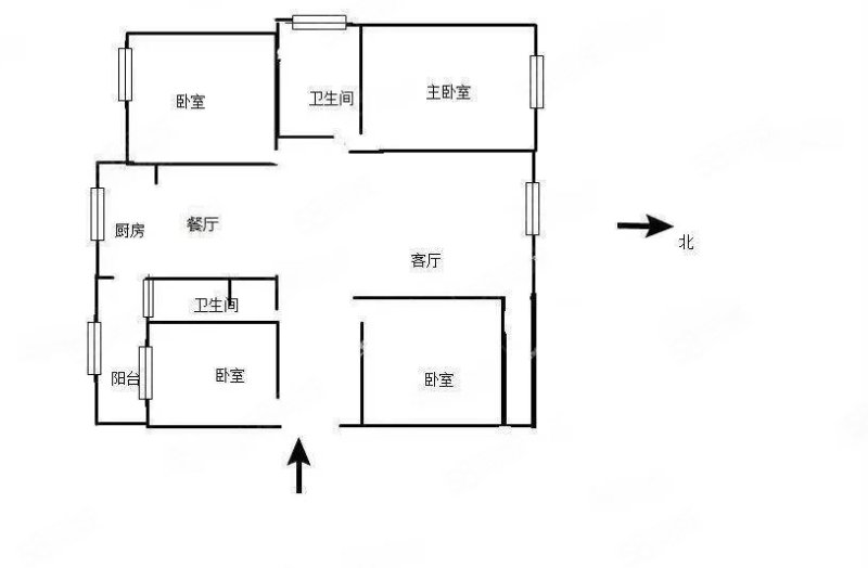 天河楚雄人家3室2厅2卫114㎡南北42万