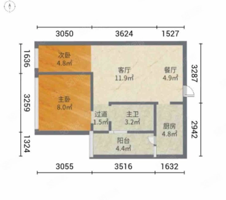 皇冠国际社区(三期)2室1厅1卫56.2㎡南79万