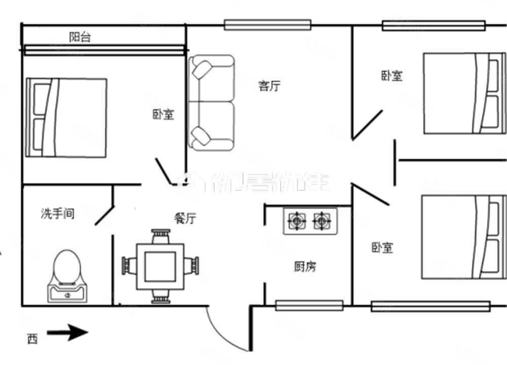 天河小区3室1厅1卫102㎡南北86万