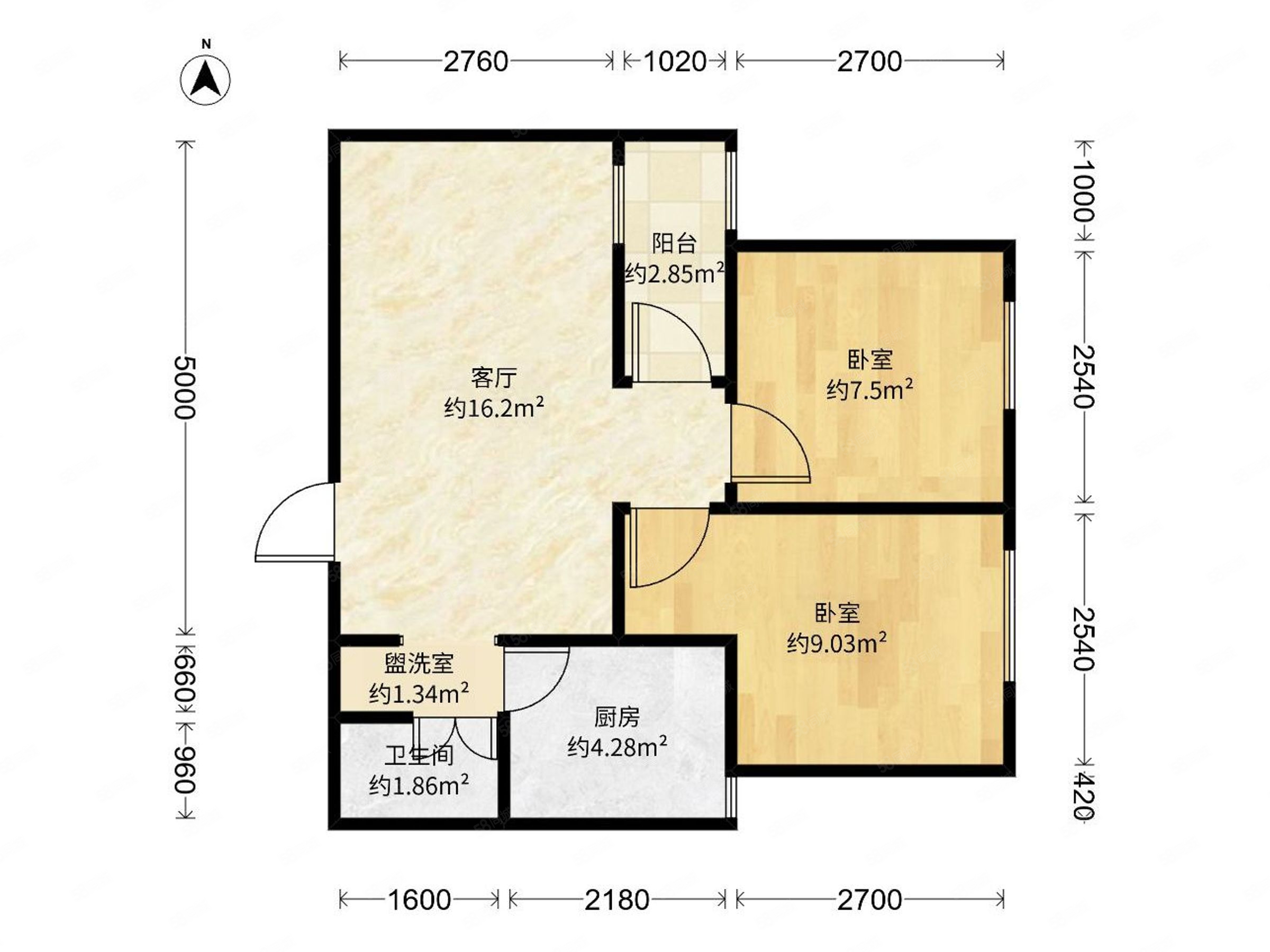 門頭溝京漢鉑寓2室1廳1衛(wèi)63.67㎡東135萬