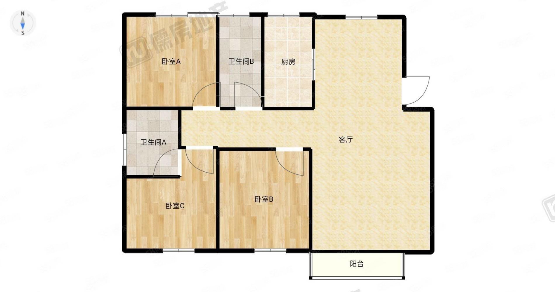 俊豪圣玺府3室2厅2卫128㎡南91.8万