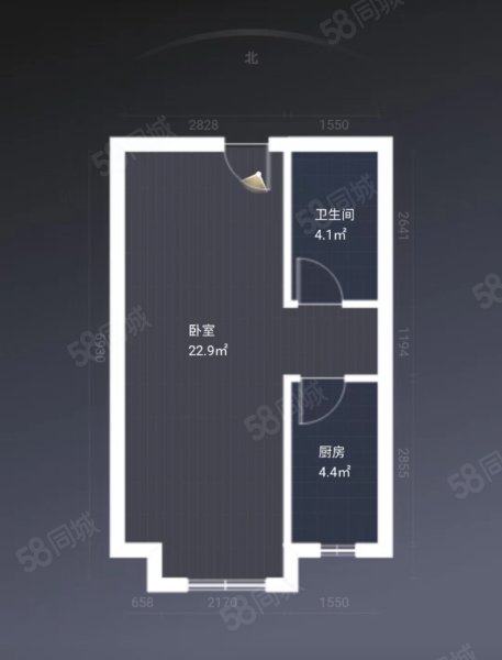 华润中心1室1厅1卫47.41㎡南北33.8万