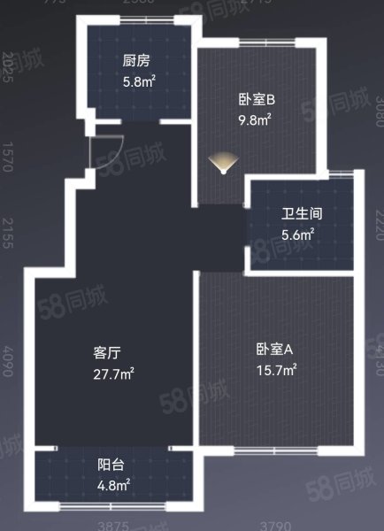 景瑞悦府2室2厅1卫93㎡南北88万