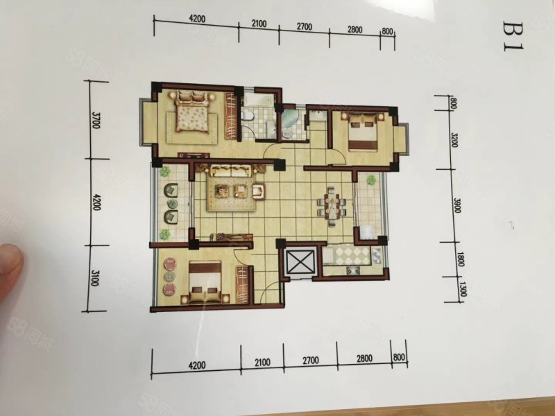 艺墅学府小区3室2厅2卫127㎡南北62万