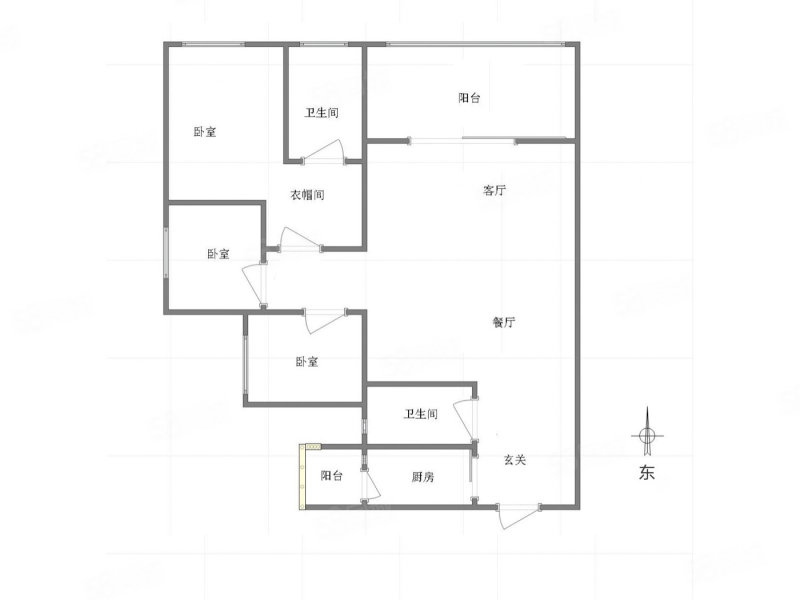 翡翠云阶3室2厅2卫117㎡南北180万