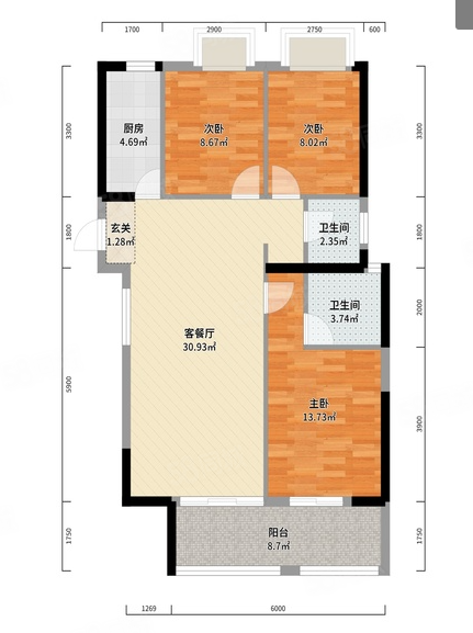 江山樾3室2厅2卫116.27㎡南145万