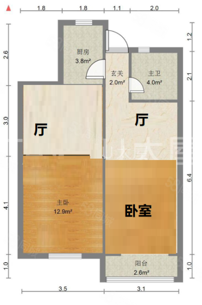 新梅花苑(东区)2室1厅1卫72.73㎡南北316万