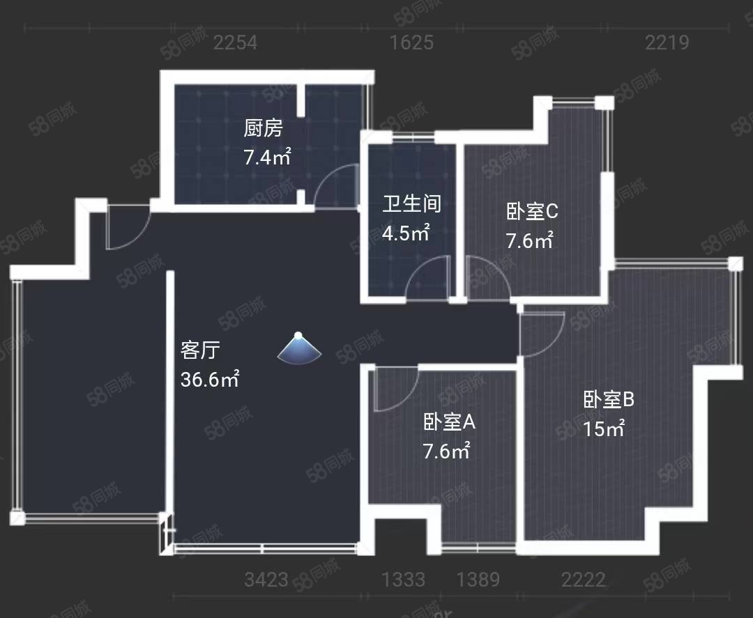 御景名城3室2厅2卫89㎡南北65.8万