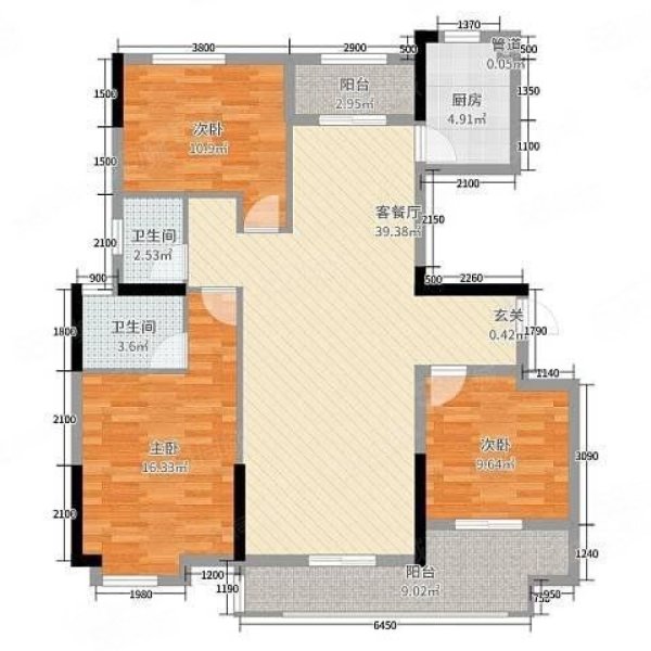 西湖明珠(汉川)3室2厅2卫127㎡南北55万