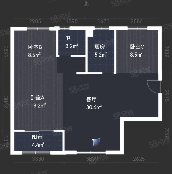 太河公寓(二期)3室2厅1卫97.89㎡南北164.9万