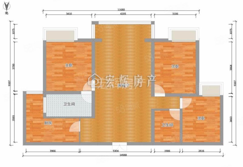 家和蓝岸丽舍3室2厅2卫126.46㎡南160万