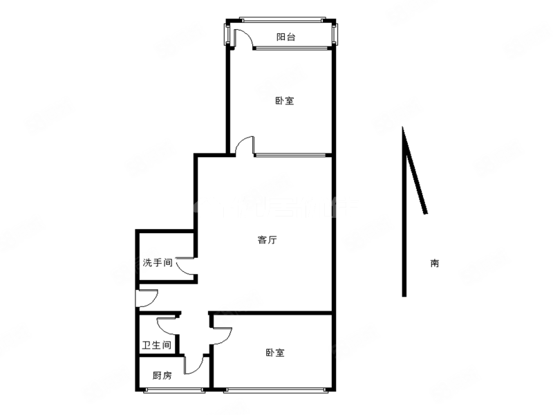 立元公寓2室1厅1卫71㎡南北80万