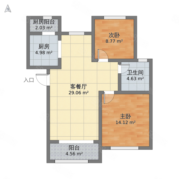 新疆维吾尔自治区党委家属院2室1厅1卫50㎡南北88万