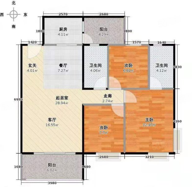 广场花苑3室2厅2卫124.17㎡南50万