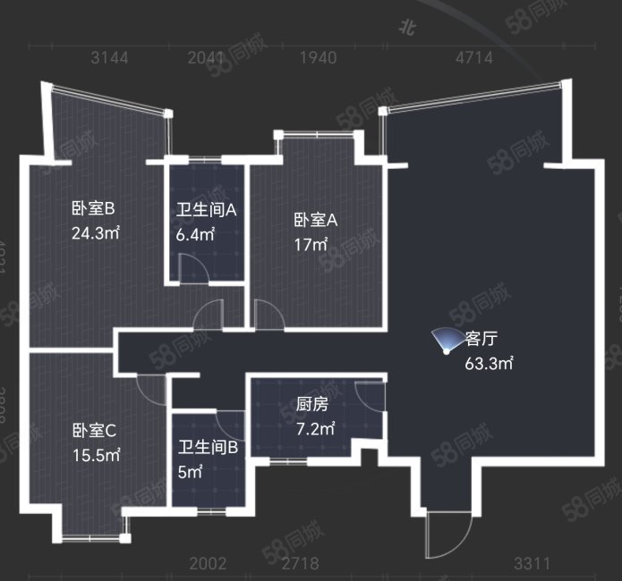 金熙府3室2厅2卫168㎡南北167.8万