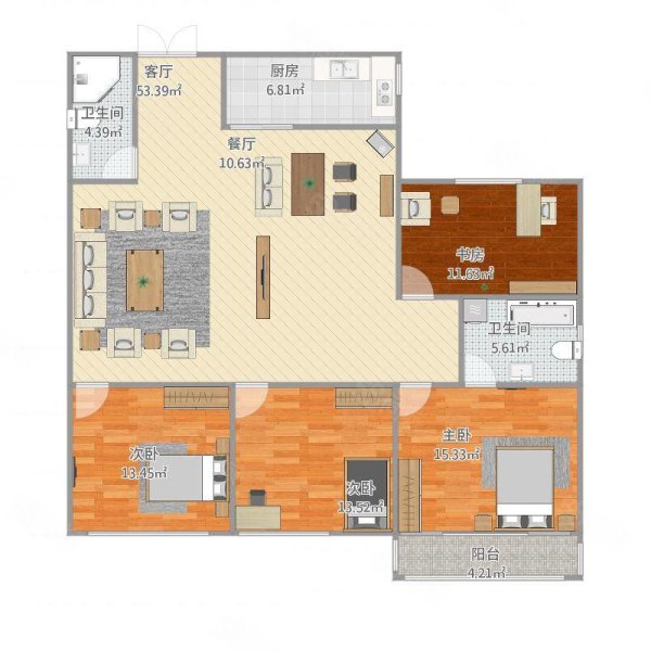 明珠庄园4室2厅2卫160㎡南北94万