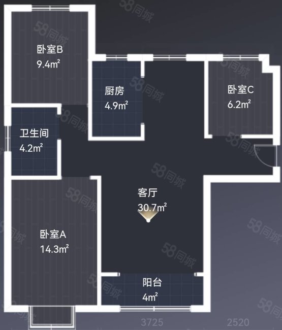 天宝福苑3室2厅1卫107㎡南北107万