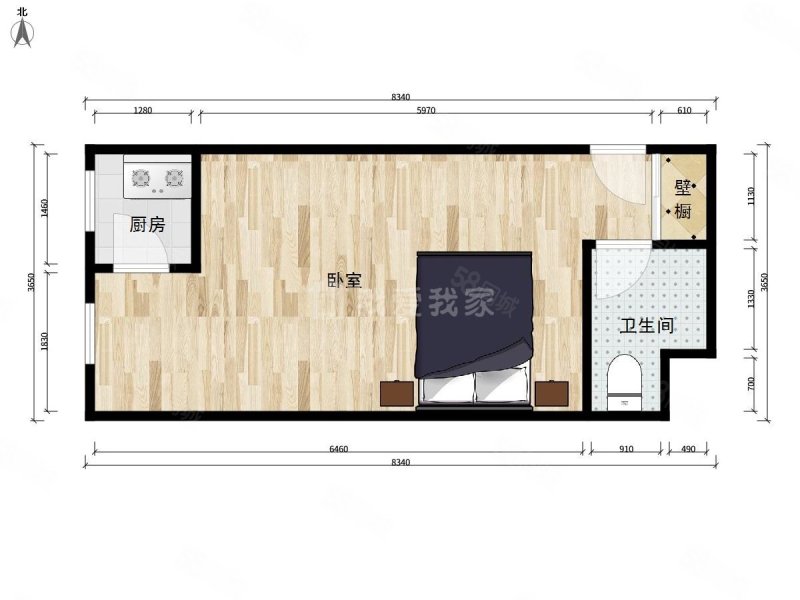 禾风相府1室0厅1卫46.24㎡西560万