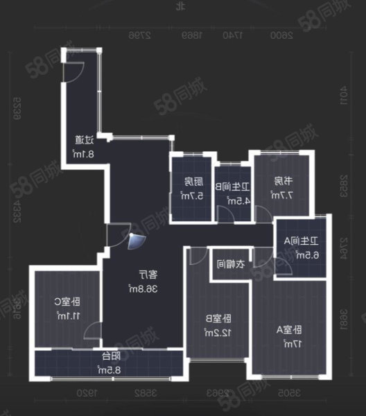 万科东晟府4室2厅2卫137.65㎡南北435万