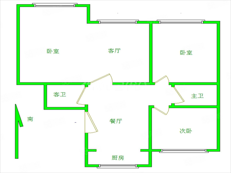 大力公司家属院小区3室2厅2卫112㎡南北80万