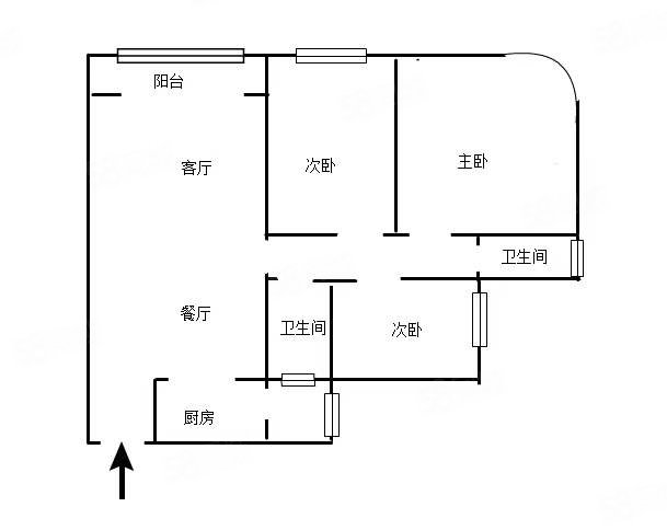 博雅国际3室2厅2卫102.9㎡南北25万