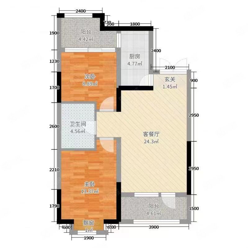 和盛园2室2厅1卫100㎡南北69万